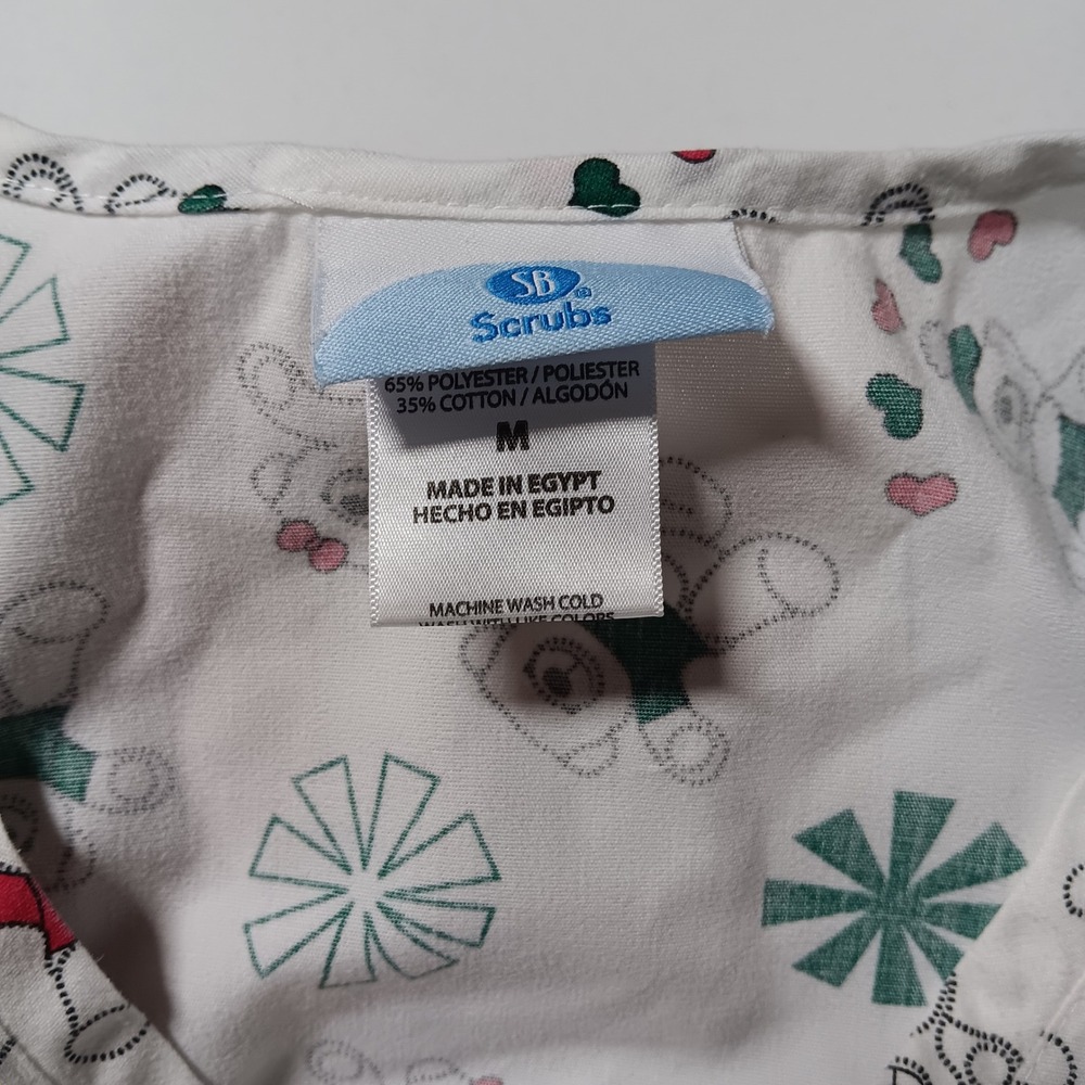 SB Scrubs Womens Medium V-Neck Scrub Top White Teddy Bear Print SZ42300TB - Picture 3 of 7